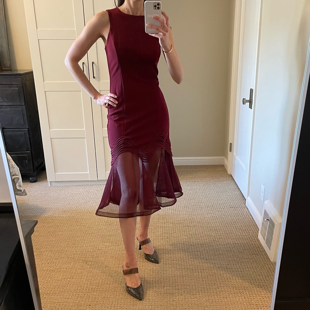 Mermaid Fit and Flare cocktail dress, Merlot